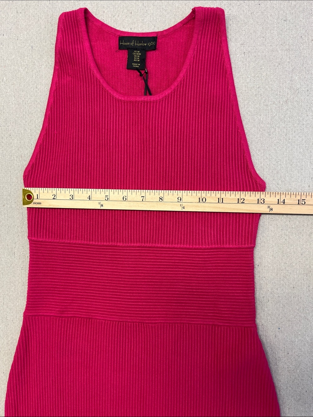House of Harlow 1960 Pink Ribbed Bodycon Midi Dress Medium - Picture 6 of 12